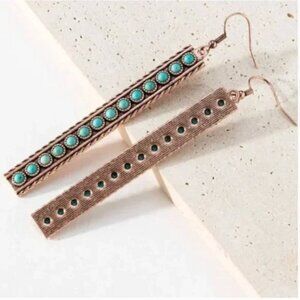 ⭐️✨ FREE Turquoise Faux Drop Pendant Hipster Hippie Boho Art Chic Hip Earrings